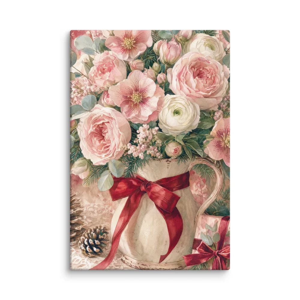 Winter Bouquet in a Vintage Jug Canvas Print