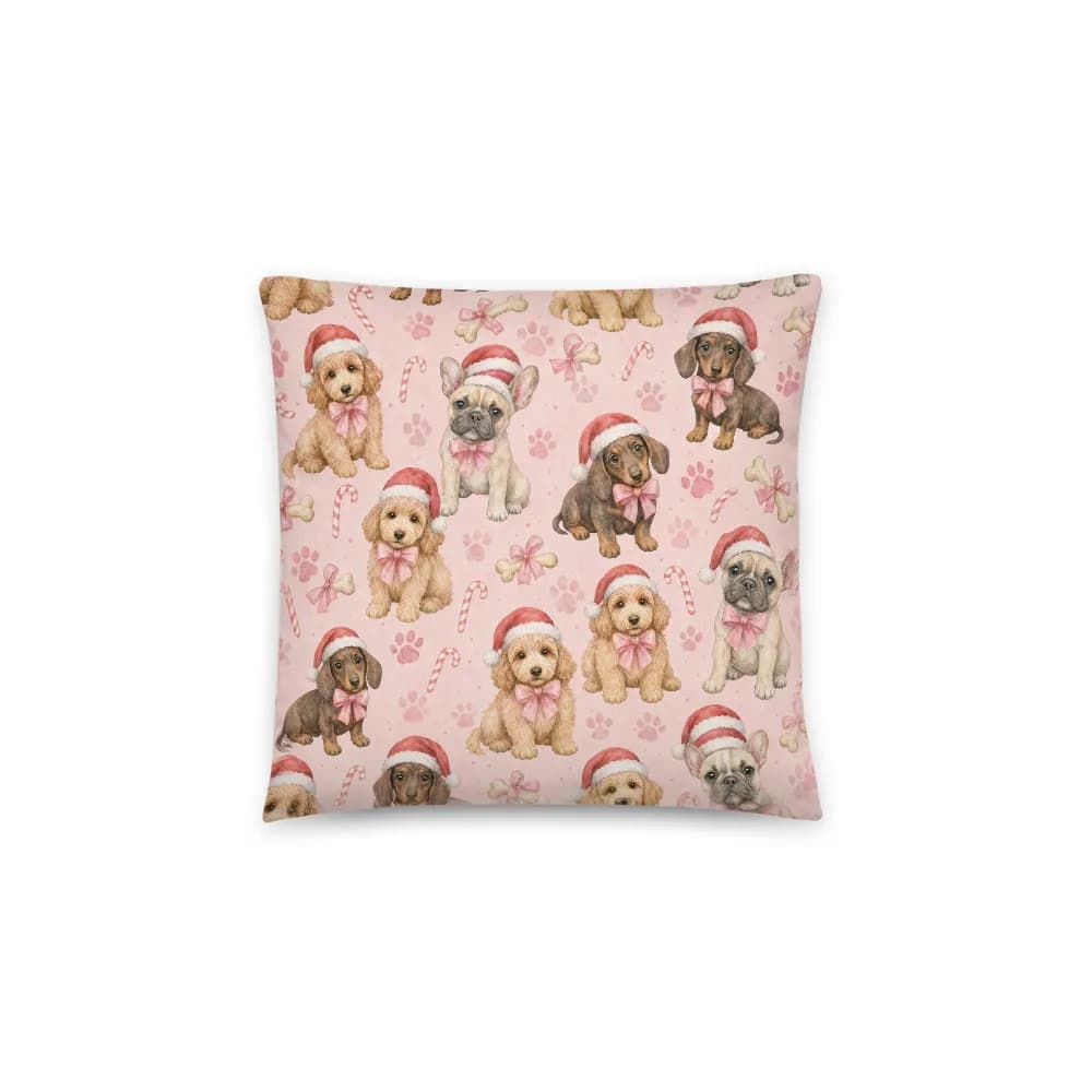 Christmas Puppies Pattern Throw Pillow