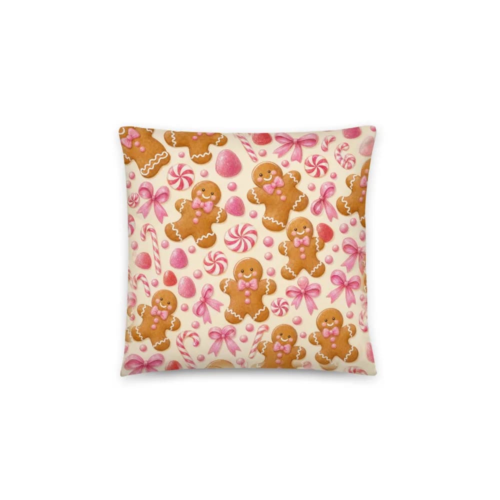 Gingerbread Men and Candy Pattern Throw Pillow