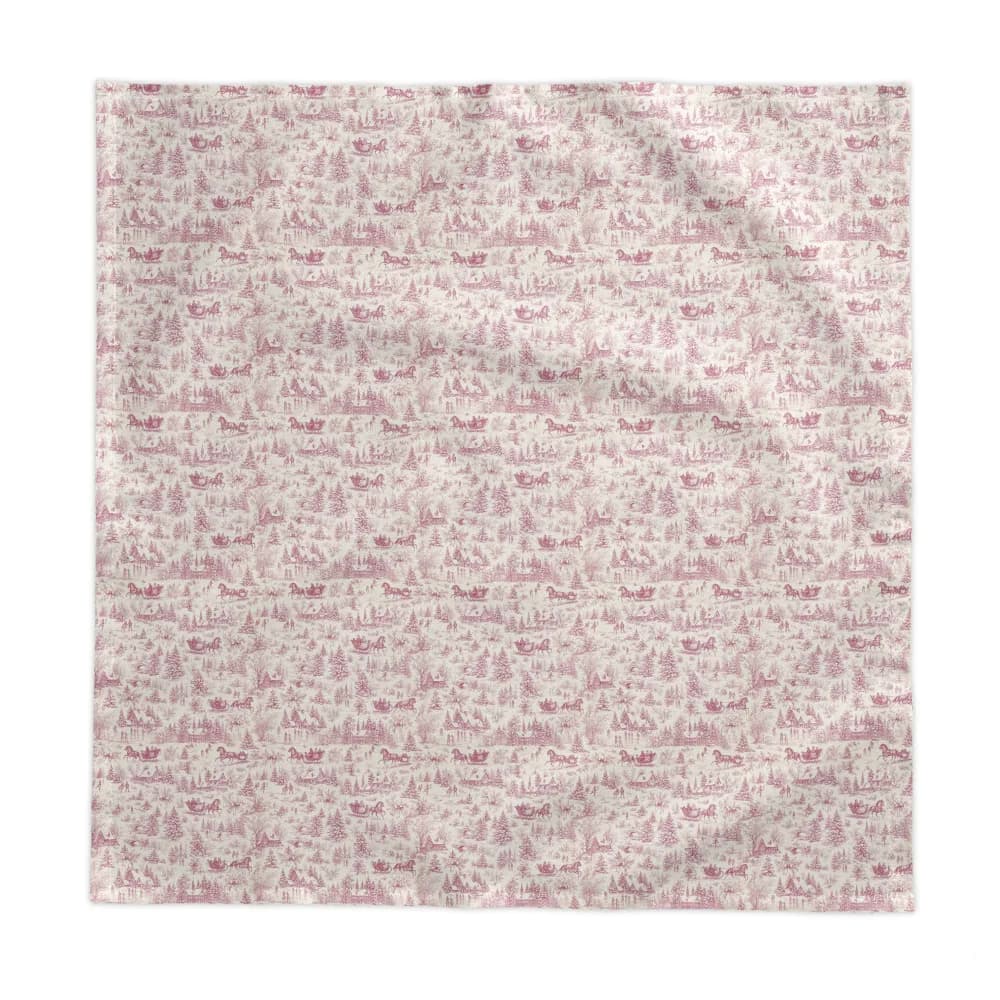 Rose Toile Winter Village Tablecloth