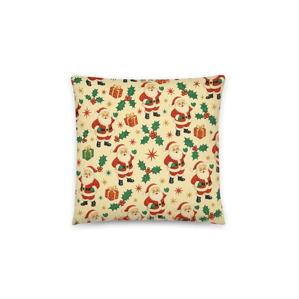 Handcrafted Home Vintage Santa Christmas Pattern Throw Pillow – patterned art