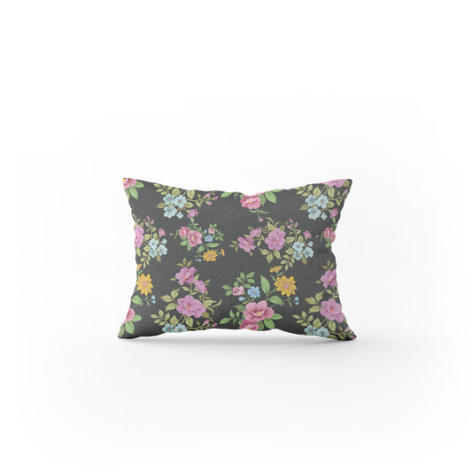 Black Floral Pillow custom pastel colour