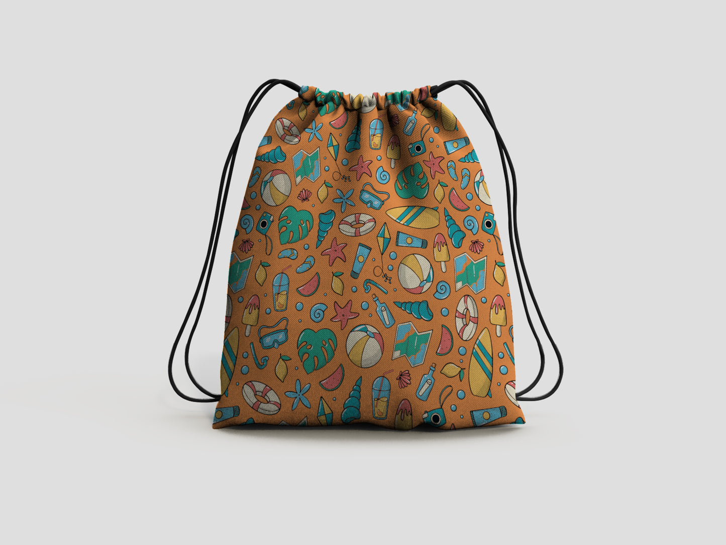 Beach Day Drawstring Backpack Bag