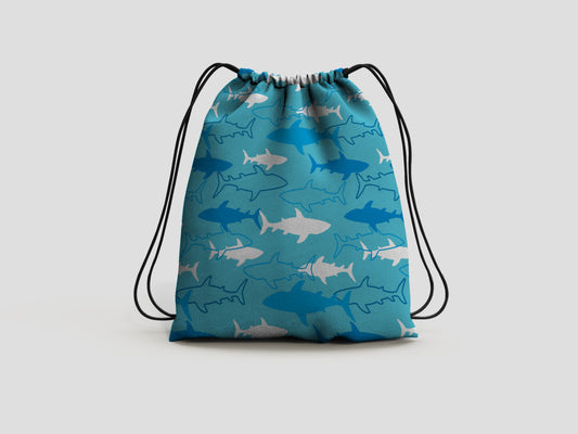 Shark Week Drawstring Backpack Bag