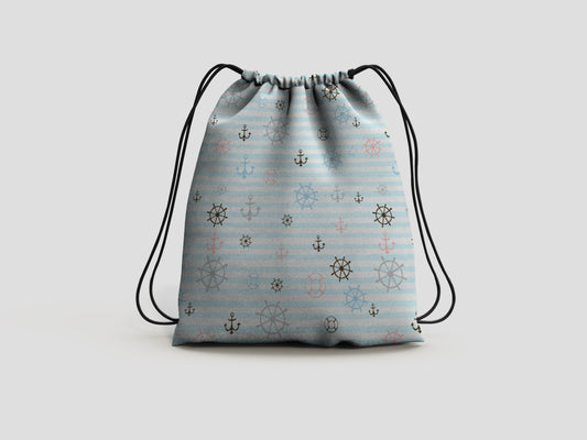 Nautical Sailor Drawstring Backpack Bag