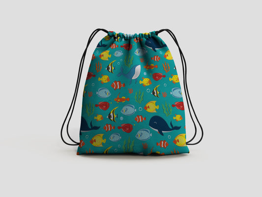 Ocean Animals Drawstring Backpack Bag
