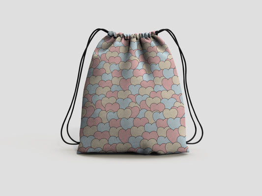 Love Hearts Drawstring Backpack Bag