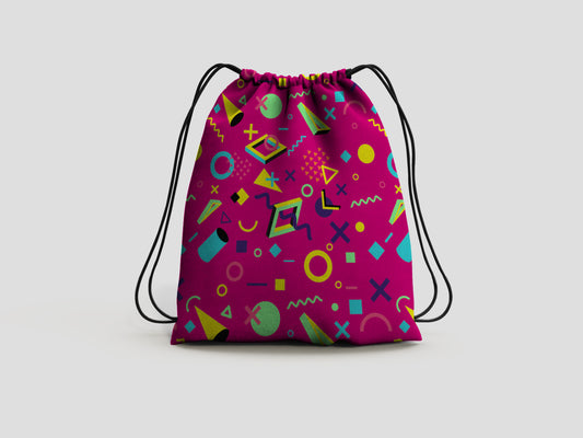 Funky Retro Drawstring Backpack Bag
