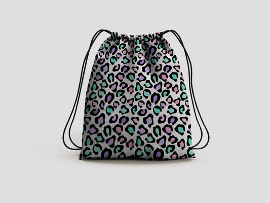 Cheetah Print Drawstring Backpack Bag