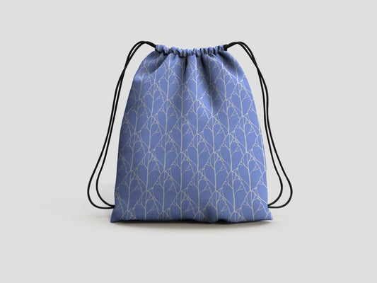 Blue Leaf Drawstring Backpack Bag