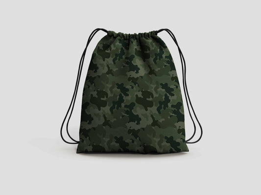 Green Camo Camouflage Drawstring Backpack Bag