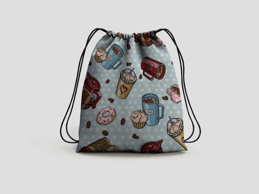 Coffee Latte Drawstring Backpack Bag