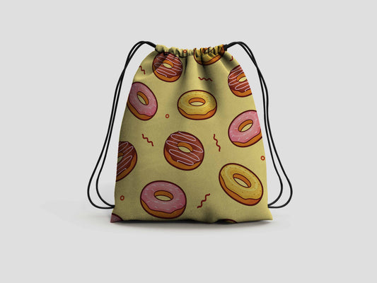 Yellow Donuts Drawstring Backpack Bag