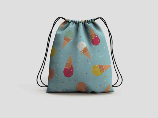 Ice Cream Cone Drawstring Backpack Bag
