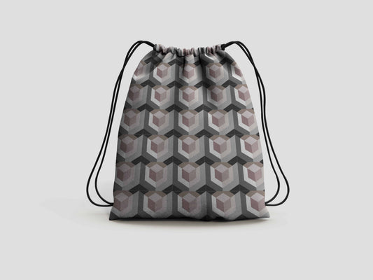 Cube Pattern Drawstring Backpack Bag