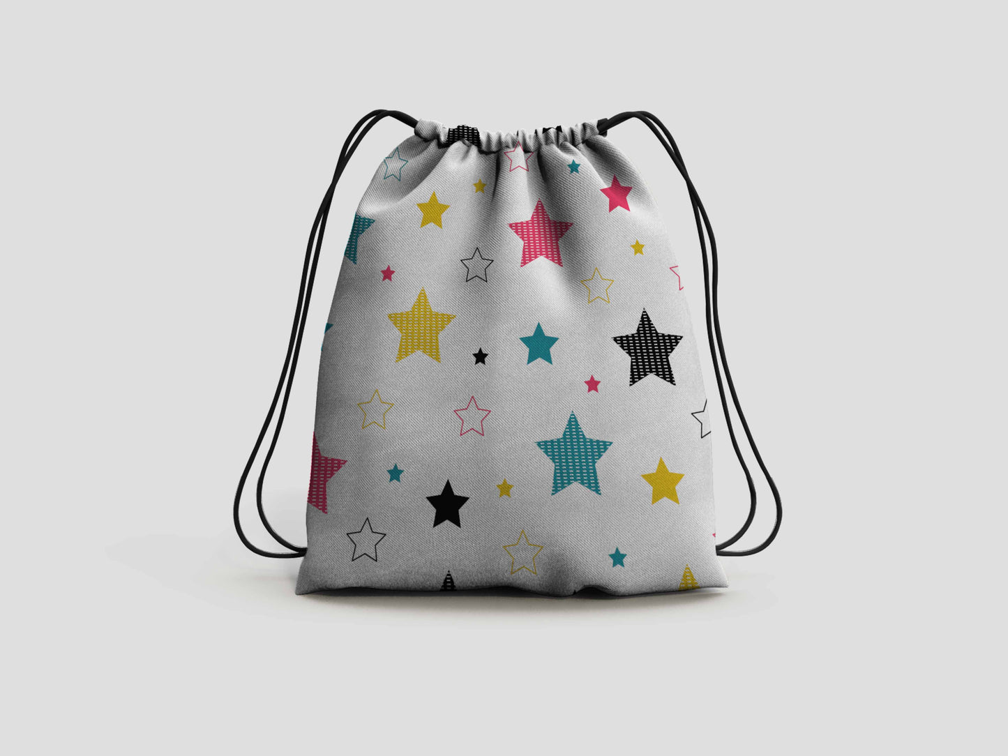 White Star Drawstring Backpack Bag