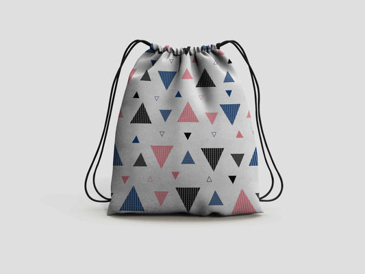 White Triangle Drawstring Backpack Bag