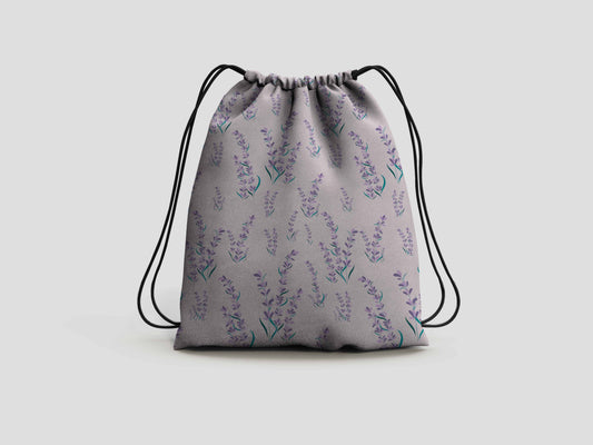 Lilac Floral Drawstring Backpack Bag