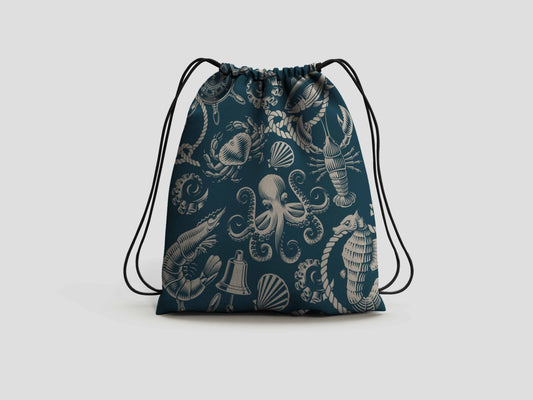 High Seas Nautical Drawstring Backpack Bag