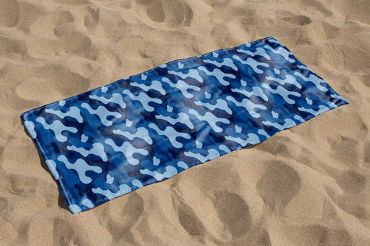 Blue Camo Camouflage Beach Towel custom