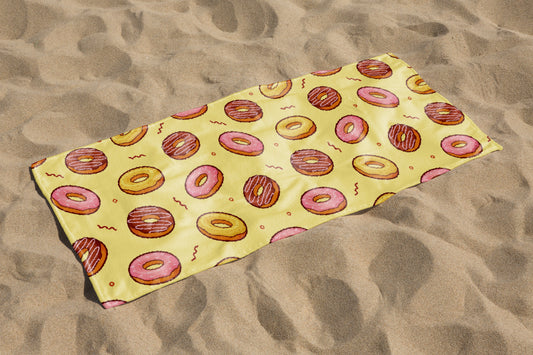 Yellow Donuts custom Beach Towel