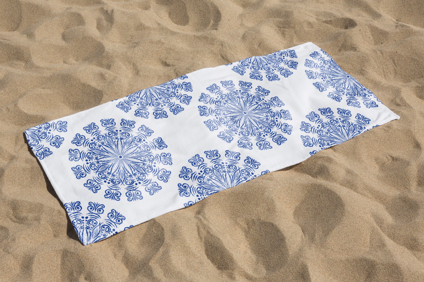 custom Blue Mandala Beach Towel