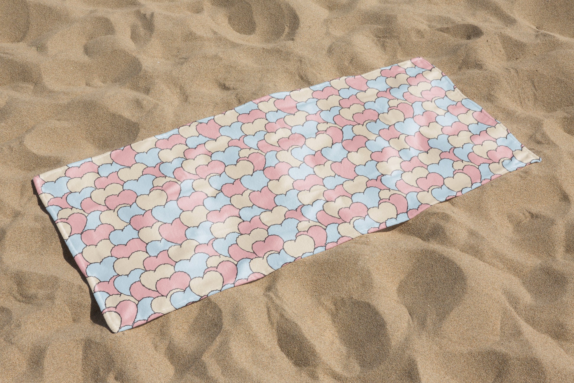 Love Hearts Beach Towel custom full sublimation printed