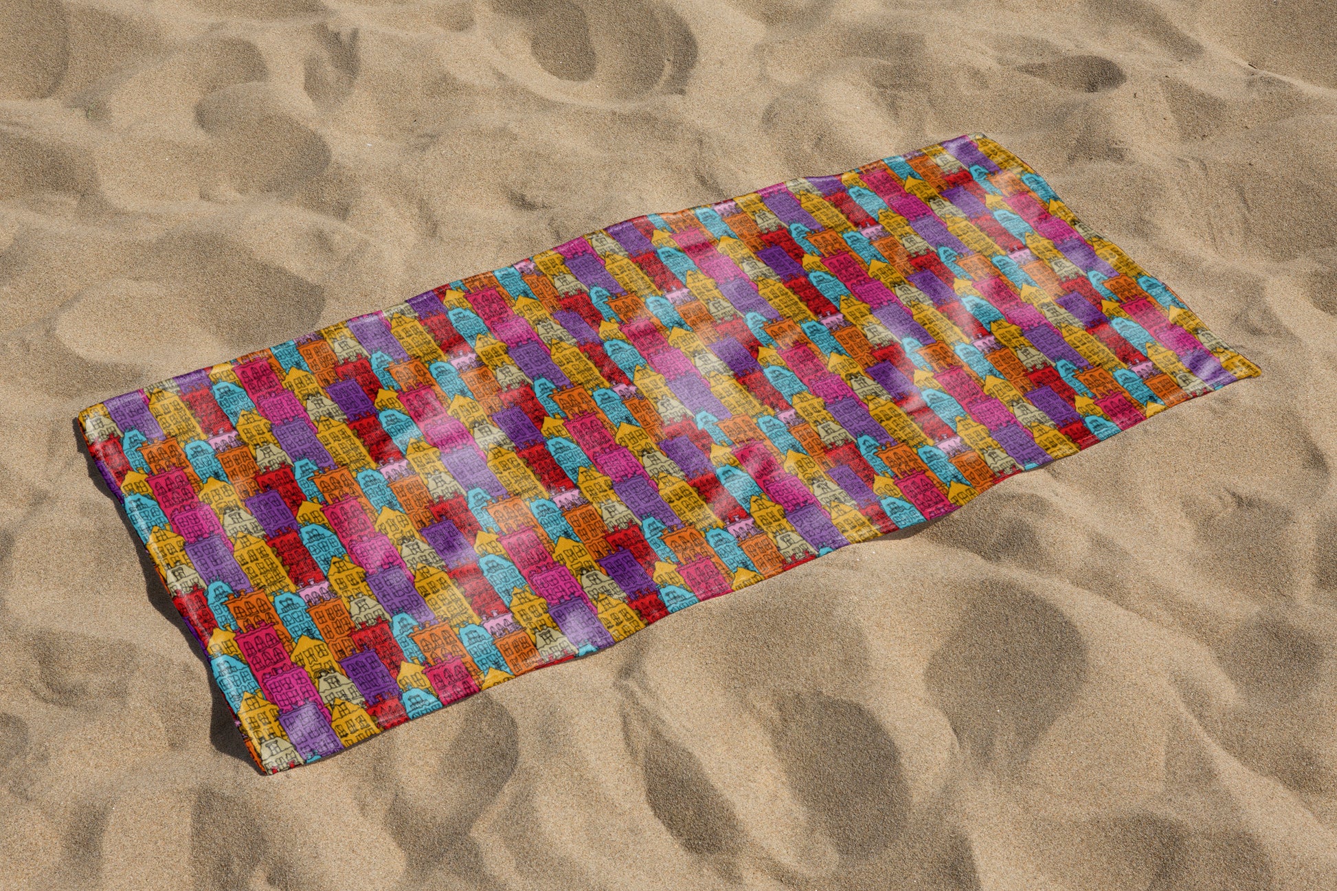 custom Vibrant City Beach Towel full sublimation printed