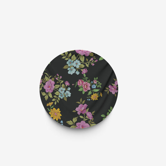 custom Black Floral Round Tablecloth pastel colour
