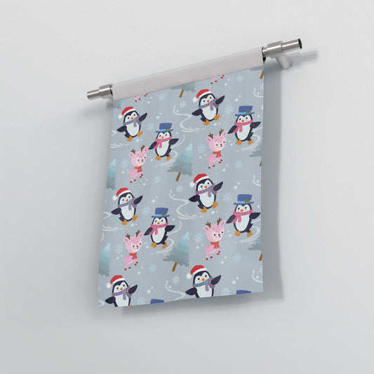 Holiday Penguin Garden Flag Banner custom full sublimation printed in pastel colour