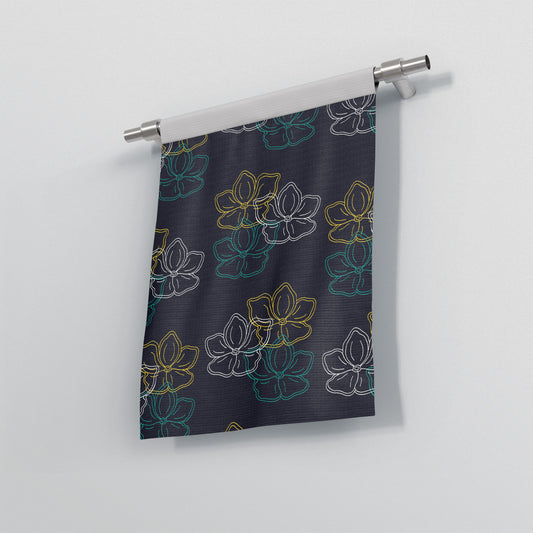 Navy Floral Garden Flag Banner full sublimation printed in pastel colour