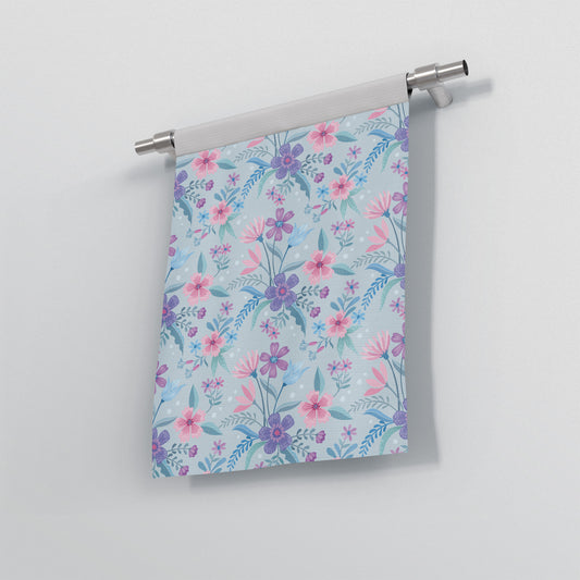 Blue Floral Garden Flag Banner custom full sublimation printed in pastel colour