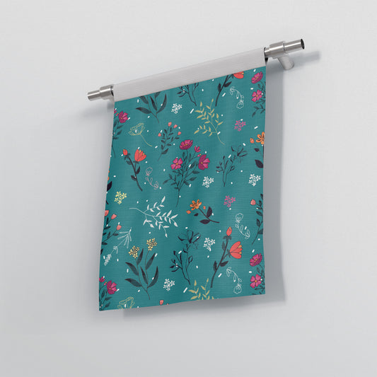 custom Teal Floral Garden Flag Banner in pastel colour