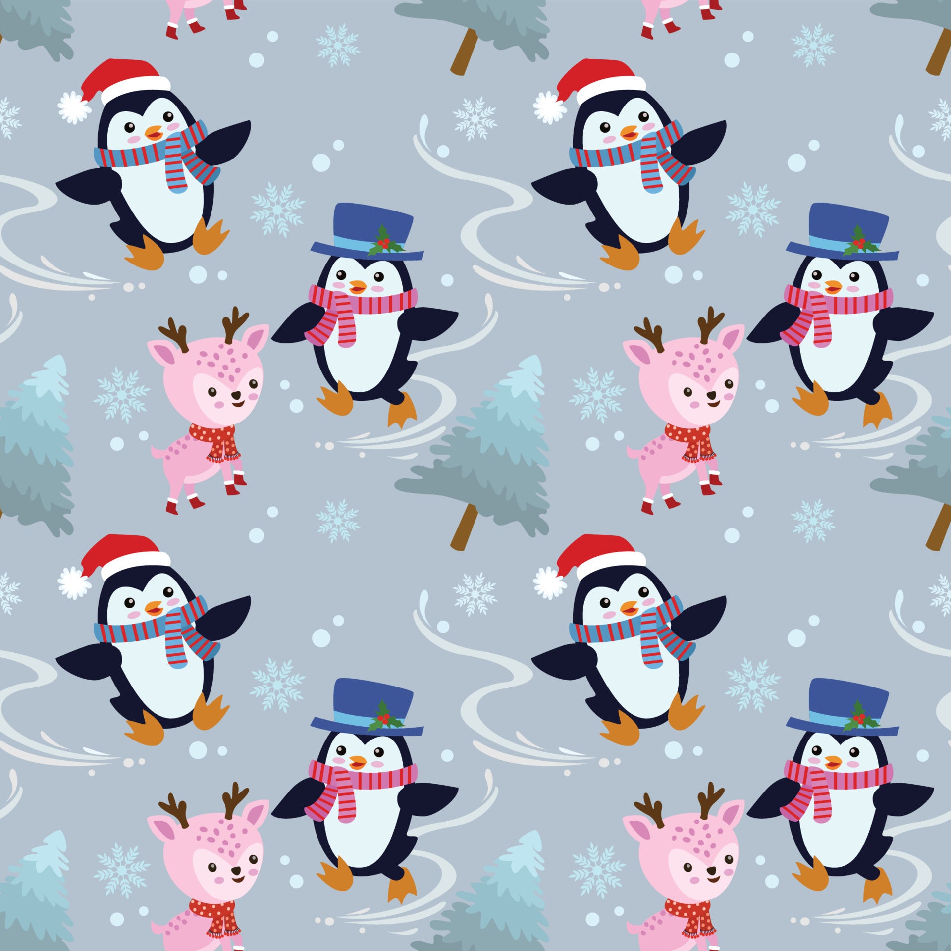 custom Holiday Penguin Round Tablecloth true colour