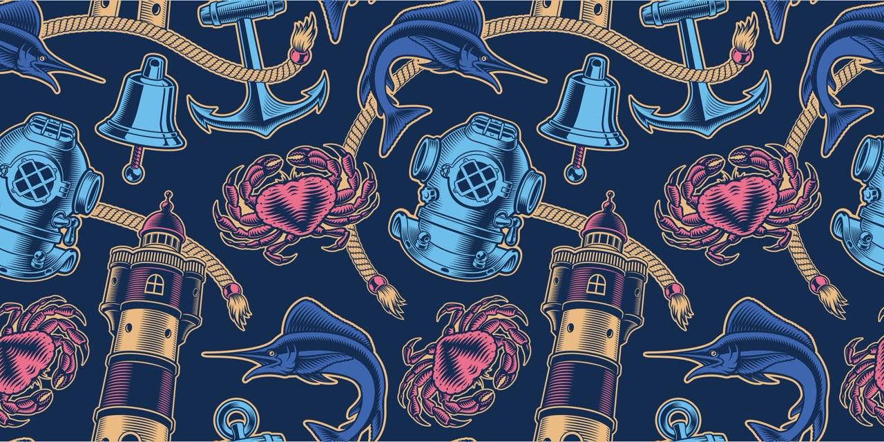 custom Blue Ocean Nautical Tablecloth true colour