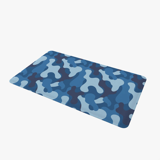 custom Blue Camo Camouflage Rectangle Door Mat with full sublimation pastel colour