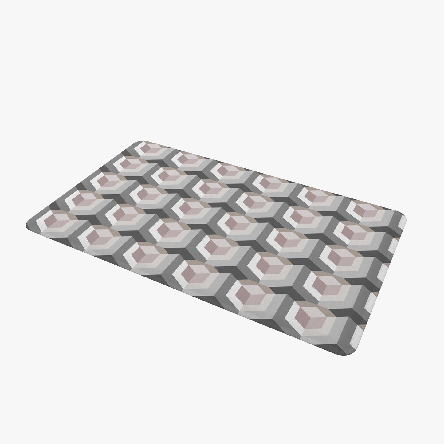 custom Cube Pattern Rectangle Door Mat in pastel colour