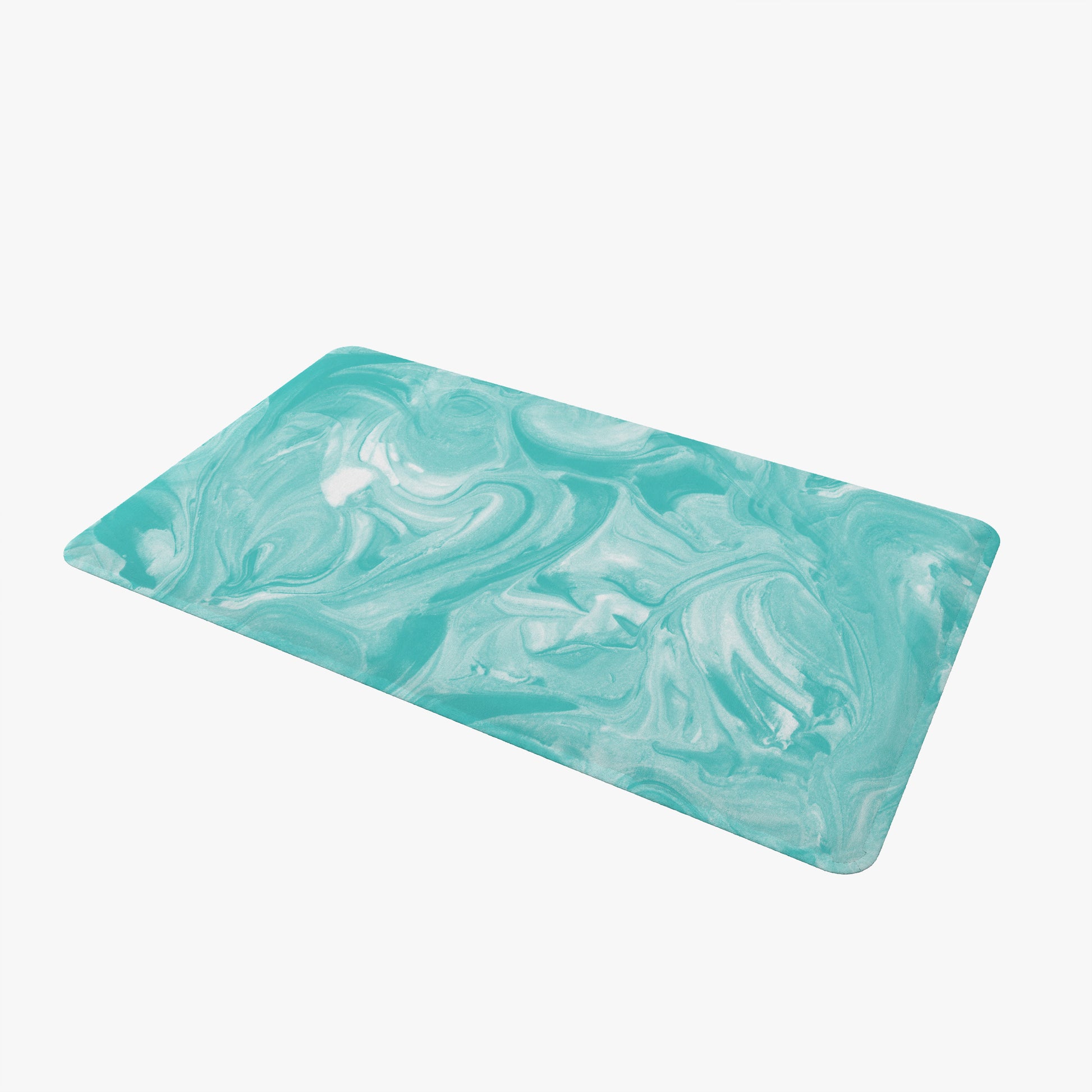 custom Teal Marble Rectangle Door Mat in pastel colour 