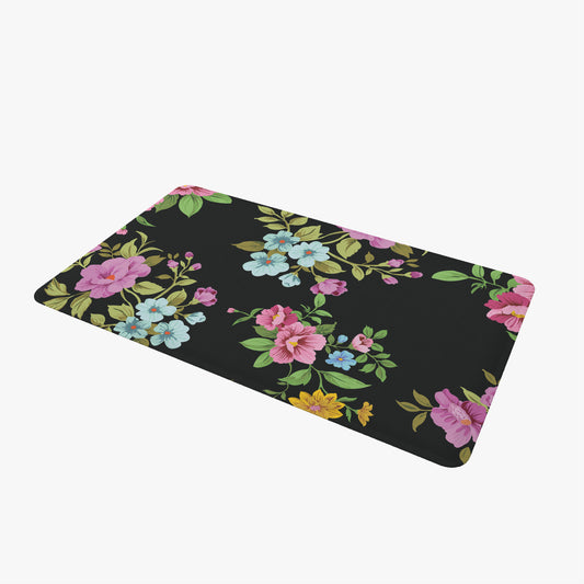 custom Rectangle Black Floral Door Mat pastel colour