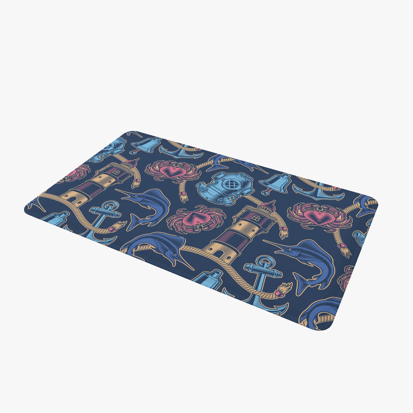 custom Blue Ocean Nautical Rectangle Door Mat in pastel colour