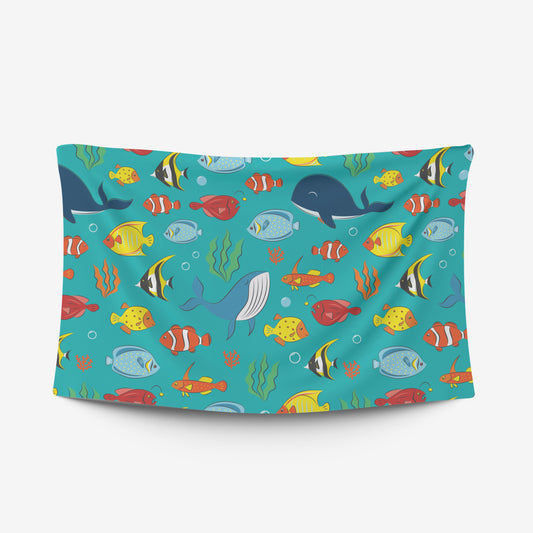 custom Ocean Animals Tablecloth pastel colour