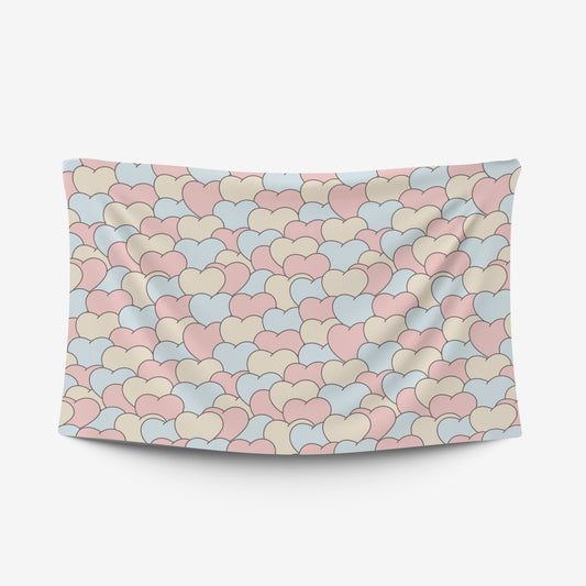 custom Love Hearts Tablecloth pastel colour