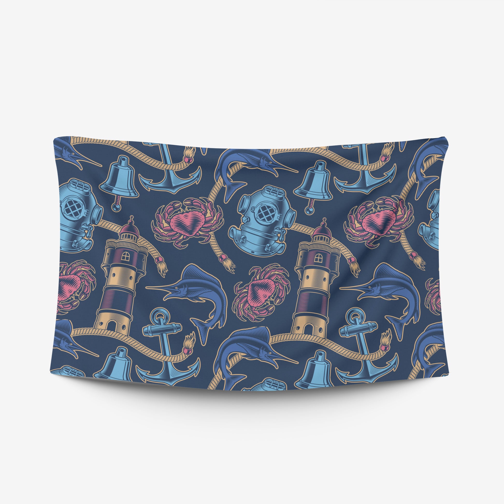 custom Blue Ocean Nautical Tablecloth pastel colour