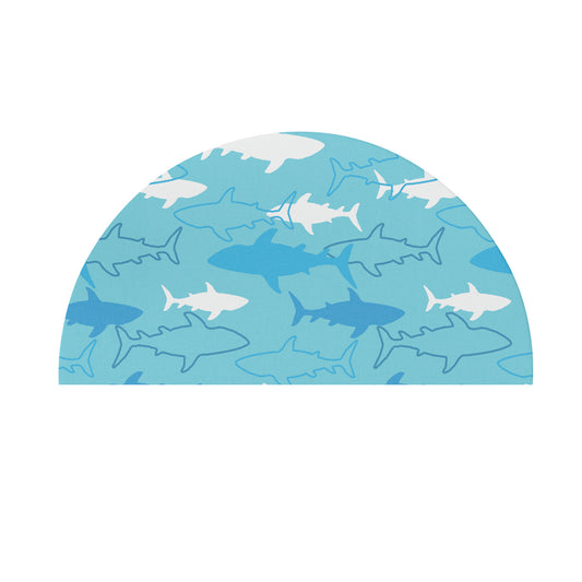 custom semi circle Shark Week Door Mat full sublimation printed pastel colour