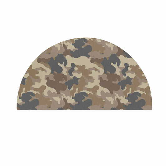 custom Brown Camo Camouflage Semi-Circle Door Mat with full sublimation pastel colour