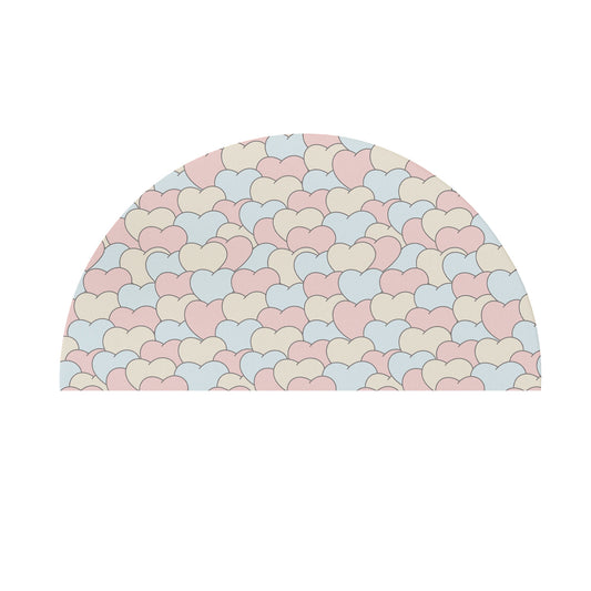 Love Hearts Semi-Circle Door Mat full sublimation pastel colour