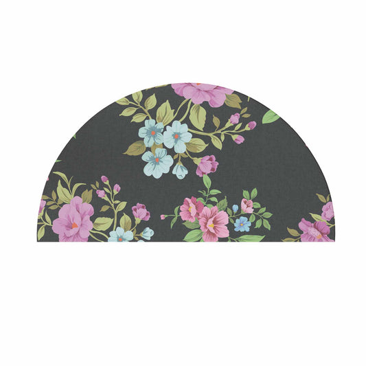 custom semi circle Black Floral Door Mat pastel colour