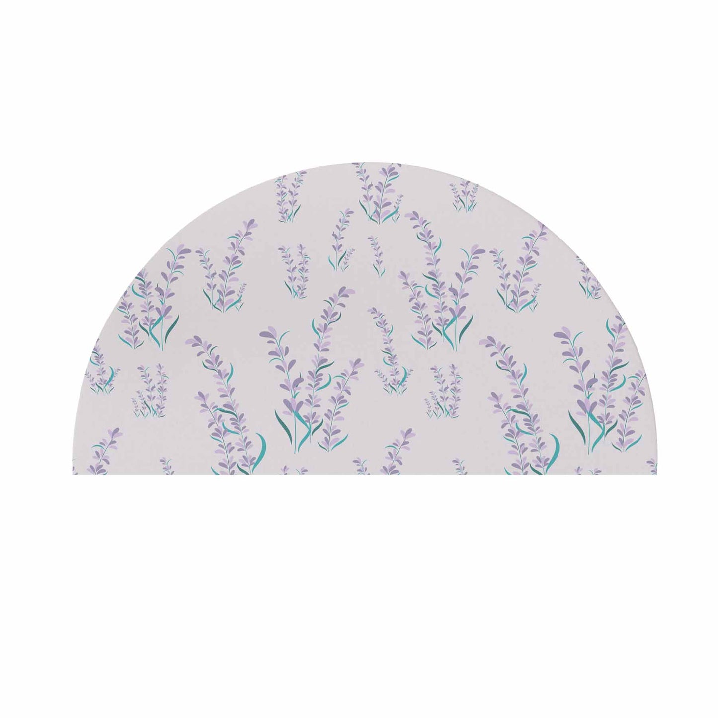 custom Lilac Floral Semi-Circle Door Mat in pastel colour