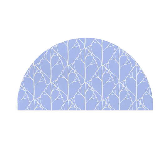 custom Blue Leaf Semi-Circle Door Mat in pastel colour