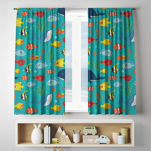 Ocean Animals Curtains full sublimation custom